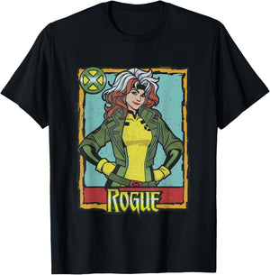 Marvel X-Men Rogue Vintage Playing Card Portrait T-Shirt - T-Shirt | Black