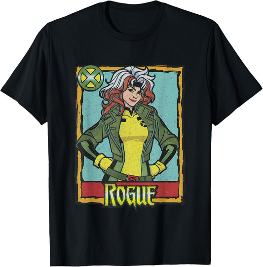Marvel X-Men Rogue Vintage Playing Card Portrait T-Shirt - T-Shirt | Black