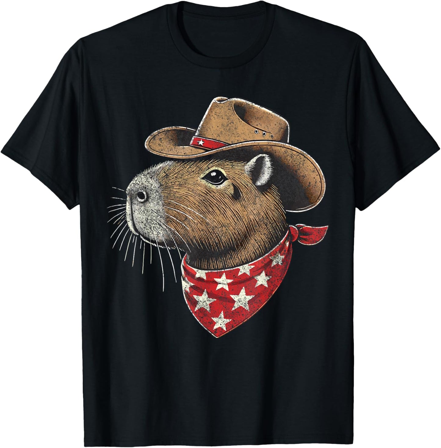 Capybara Cowboy Howdy Retro Capybara T-Shirt - T-Shirt | Black