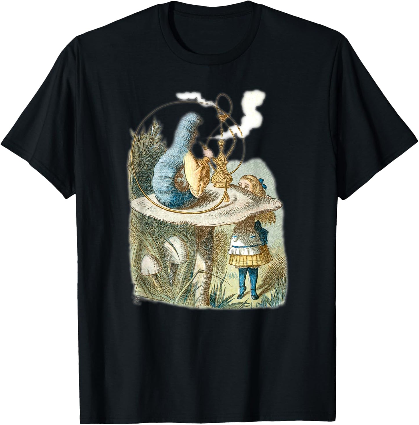 Smoking Blue Caterpillar - Alice in Wonderland T-Shirt - T-Shirt | Black
