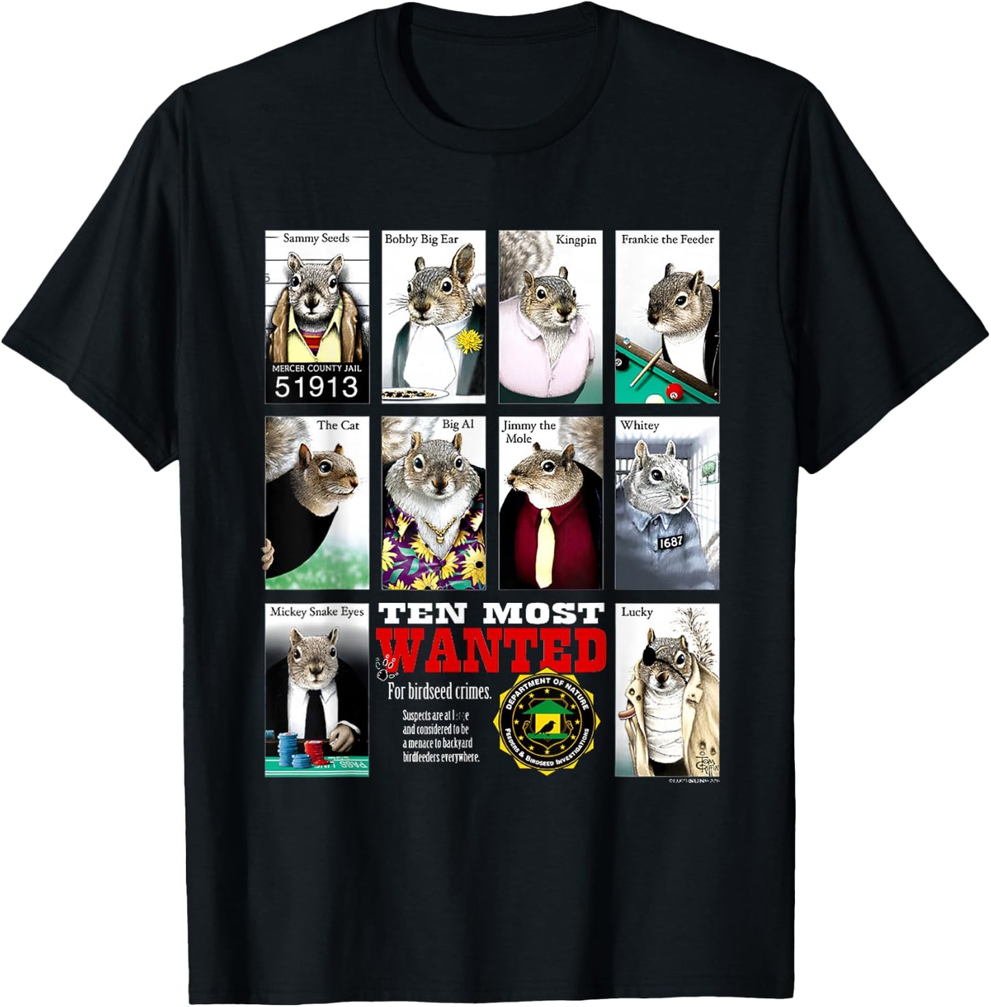 Most Wanted Squirrels T-Shirt - T-Shirt | Black