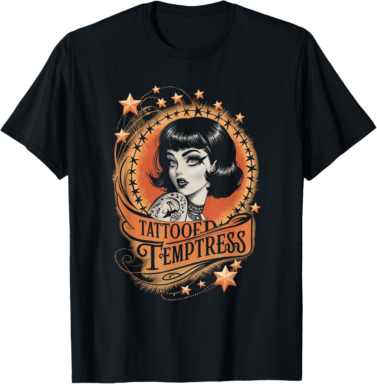 Vintage Tattoo Goth Girl Tattooed Temptress T-Shirt - T-Shirt | Black