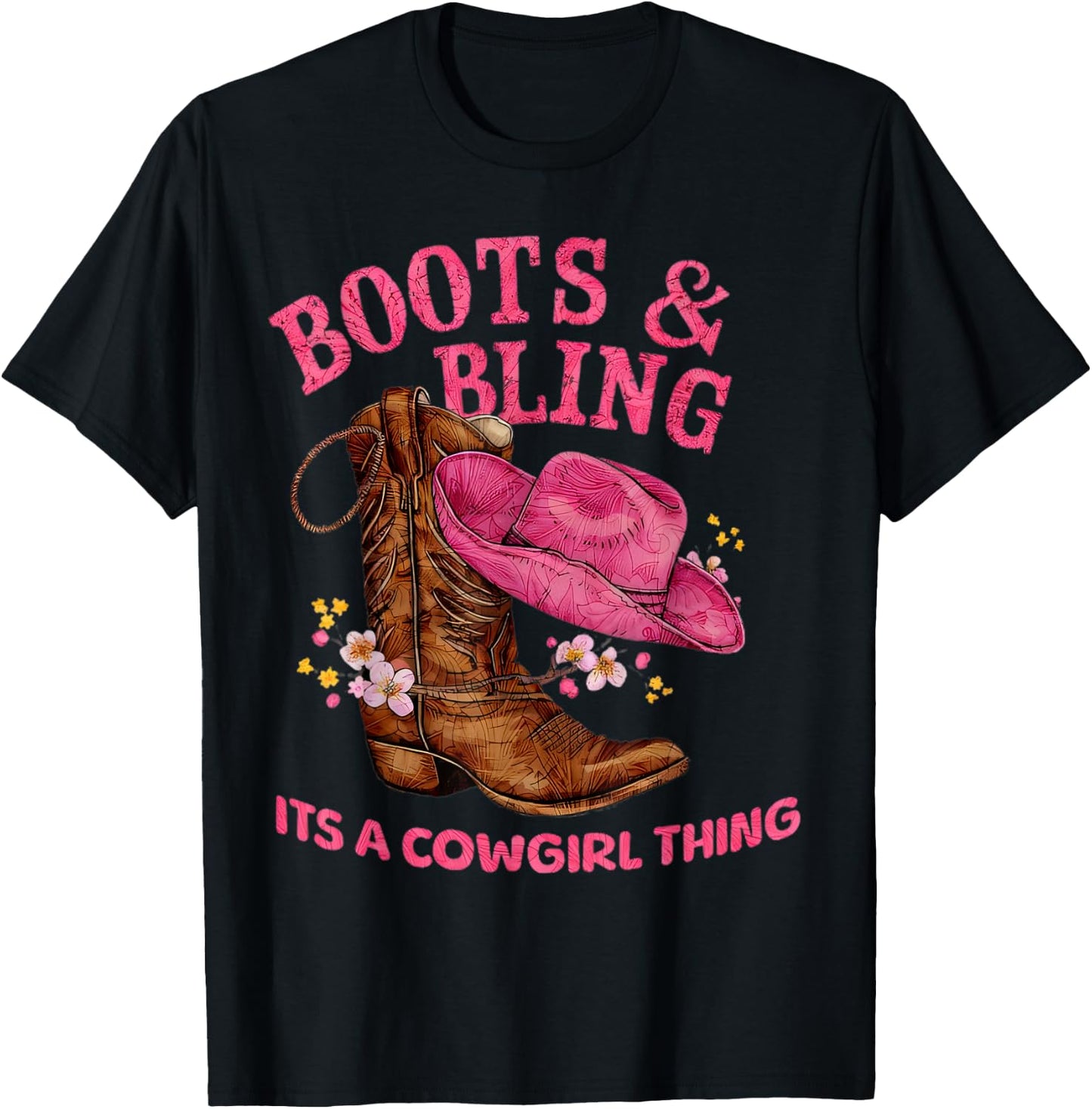 Boots & Bling It's a Cowgirl Thing Country Chic T-Shirt - T-Shirt | Black