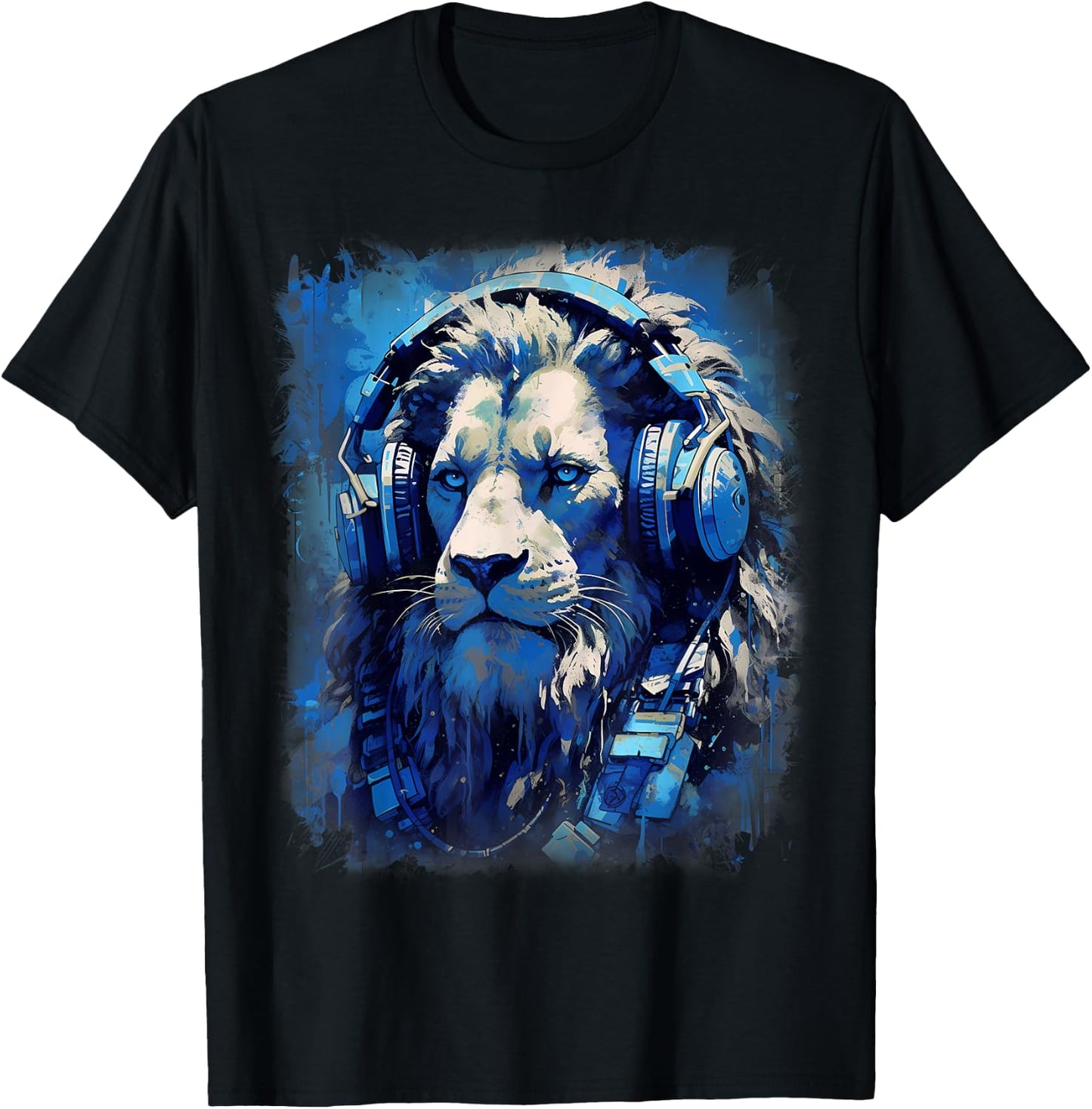 Rave EDM Lion Headphone T-Shirt - T-Shirt | Black