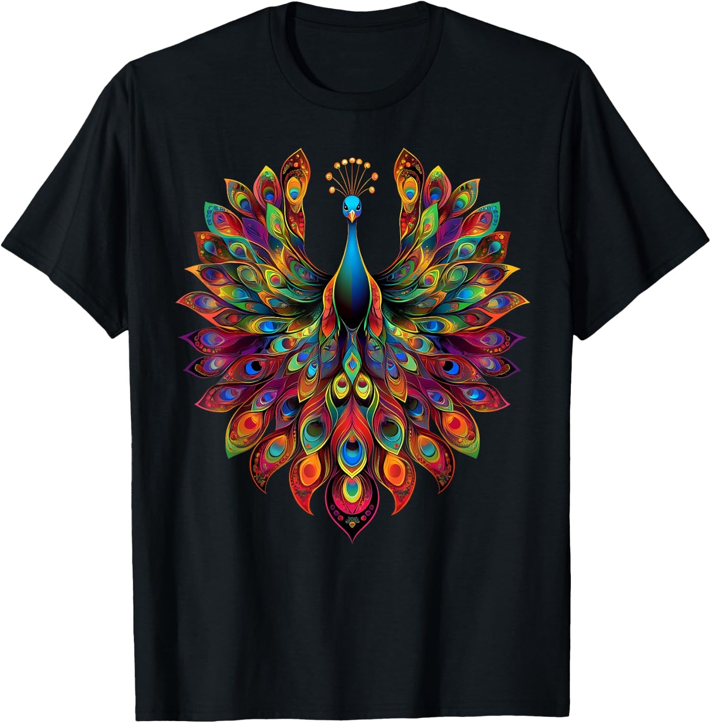 Colorful Peacock Cute Peafowl Bird Lover Men Women Black T-Shirt - T-Shirt | Black
