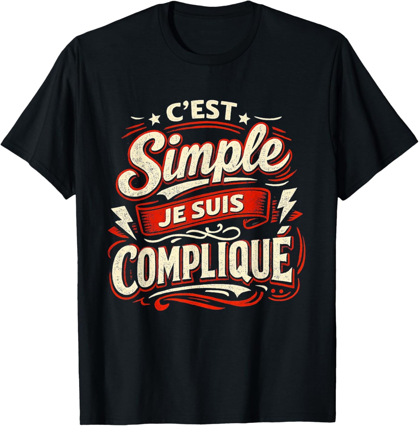 Cadeau Homme Humour Original C'est Simple Je suis Compliqué T-Shirt - T-Shirt | Black