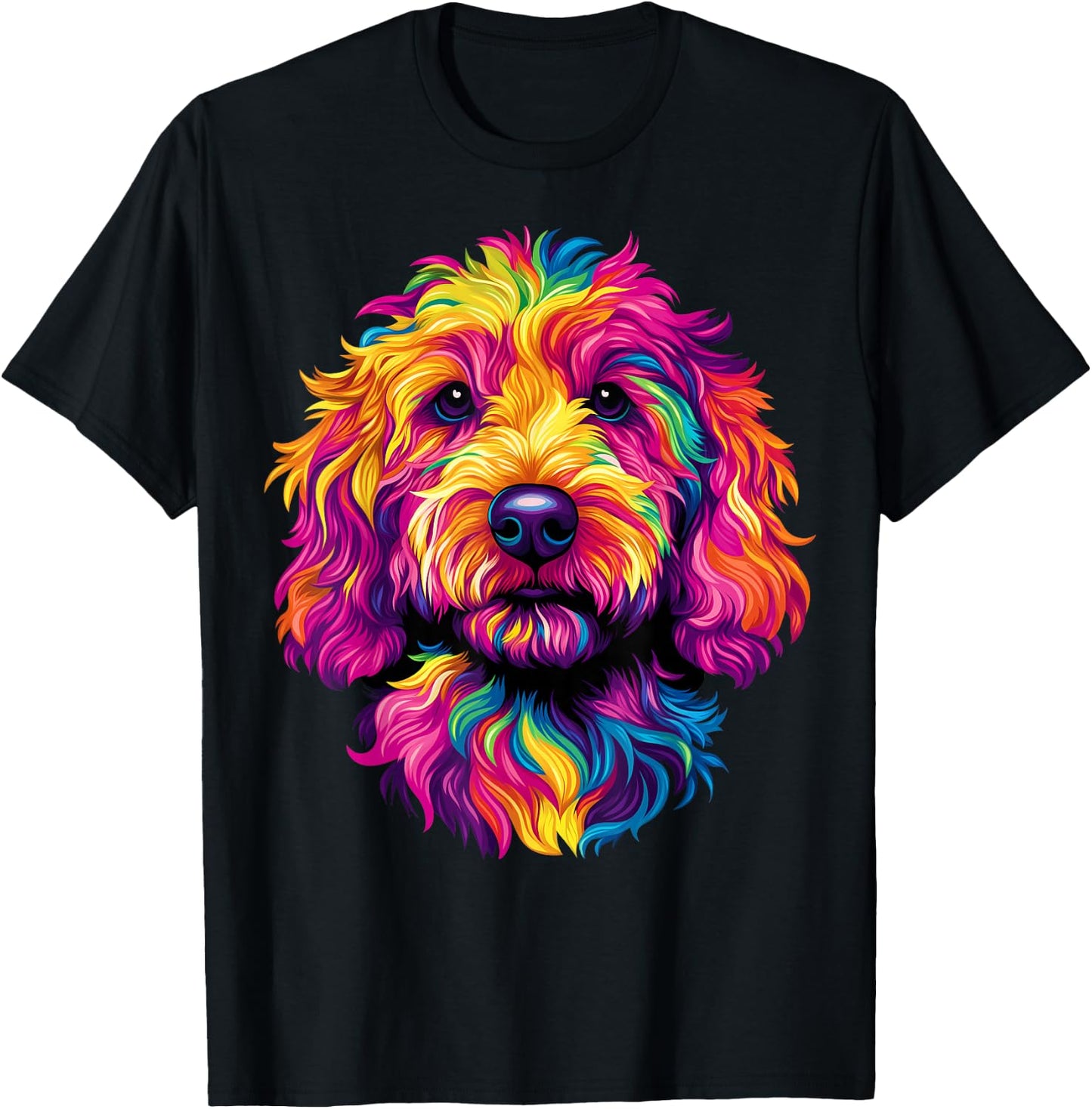 Colorful Goldendoodle Face Golden Doodle Dog Lover Black T-Shirt - T-Shirt | Black