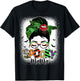 Spooky Mama Messy Bun Skull Mom Monster Bleached Halloween T-Shirt - T-Shirt | Black