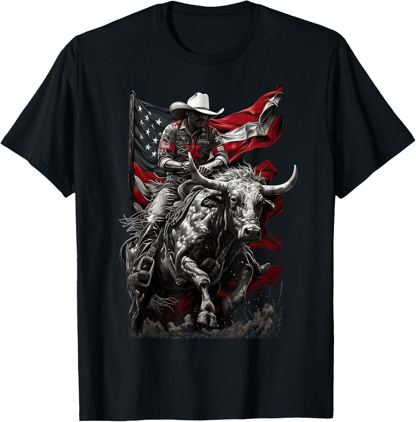 Rodeo Bucking Bull Riding Cowboy western T-Shirt - T-Shirt | Black