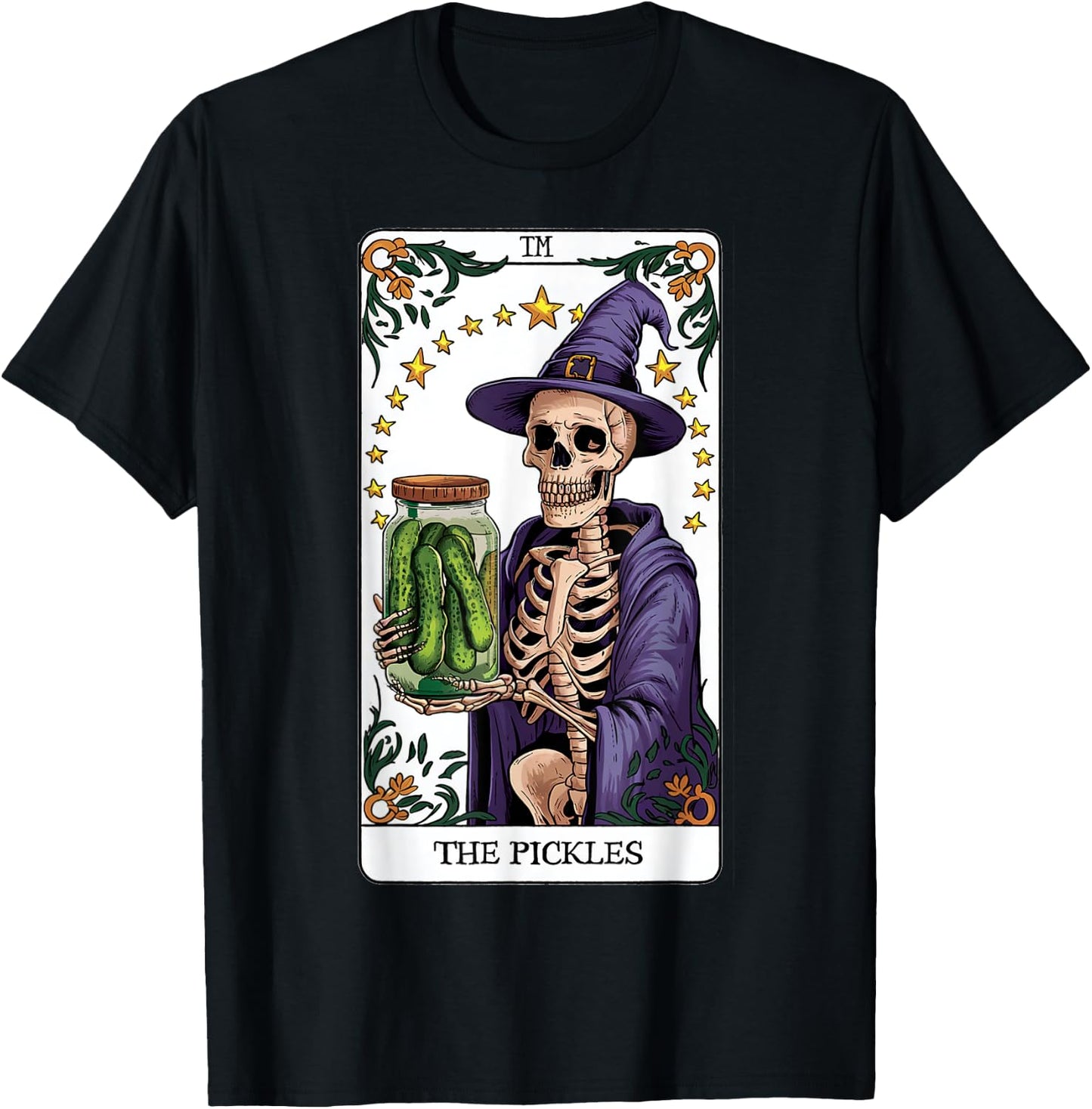 Wizard Pickles Tarot Card Skeleton Canning Season Gardener T-Shirt - T-Shirt | Black