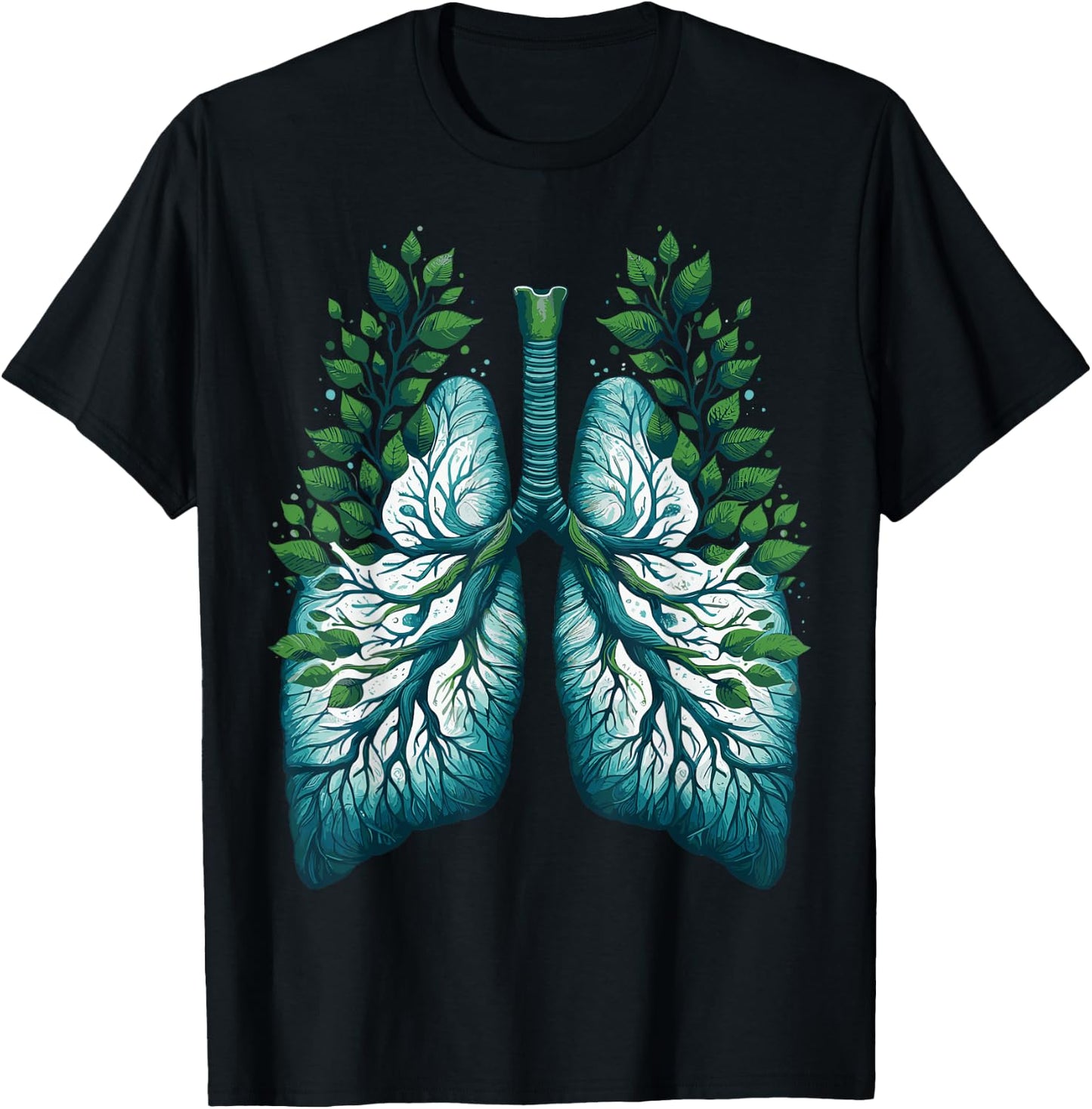 Lungs Tree Nature Art Green Leaves Women T-Shirt - T-Shirt | Black