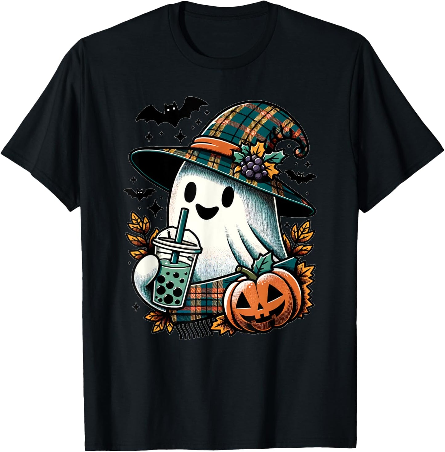 Funny Halloween Retro Ghost Spooky Season T-Shirt - T-Shirt | Black