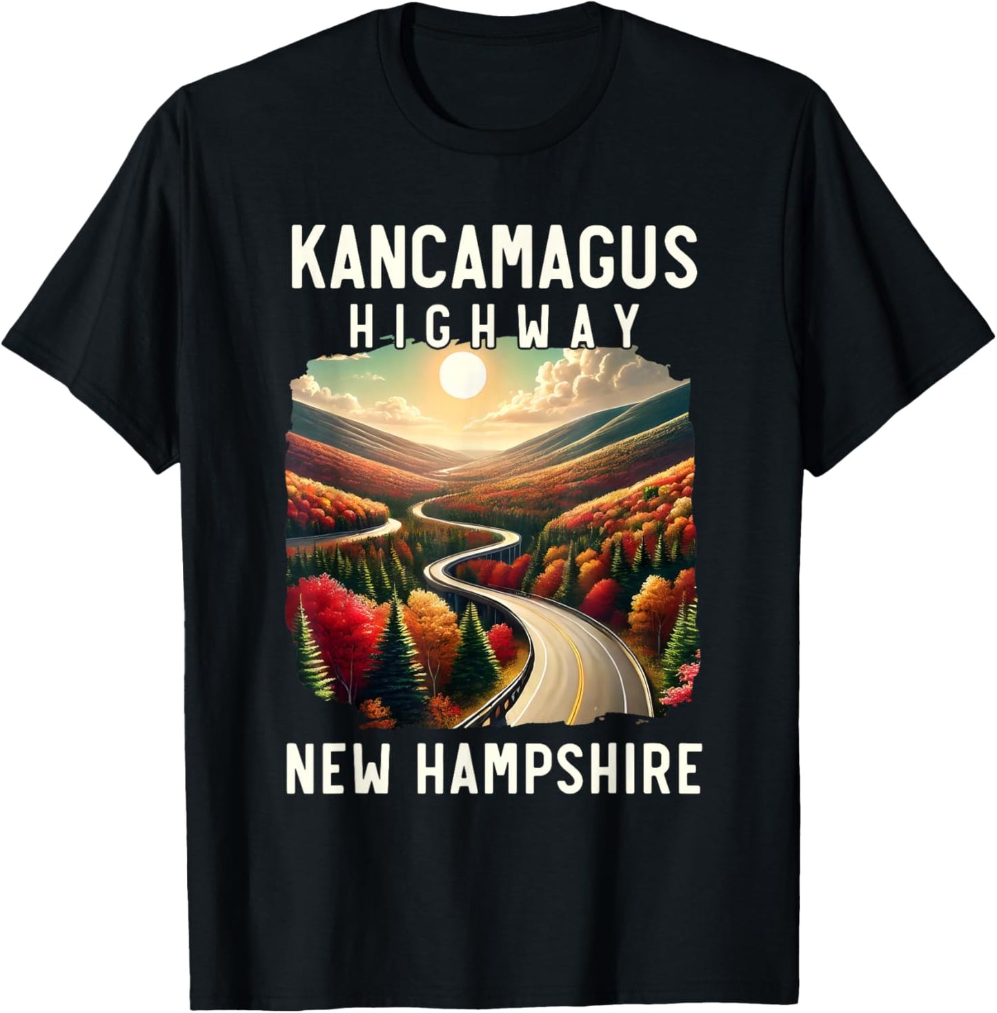 Kancamagus Highway, Scenic Fall Foliage, Retro Vintage Gifts T-Shirt - T-Shirt | Black