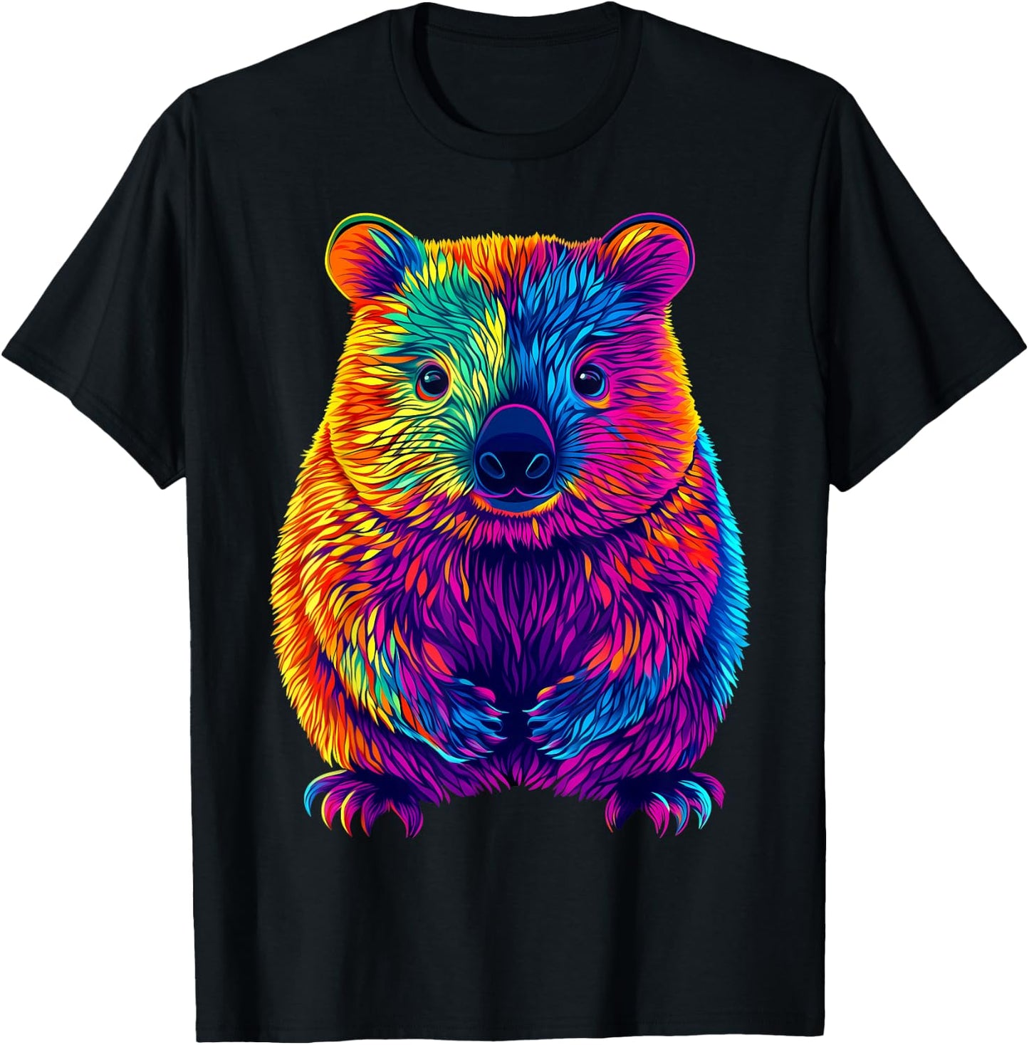 Colorful Wombat Lover Cute Australian Animals Black T-Shirt - T-Shirt | Black