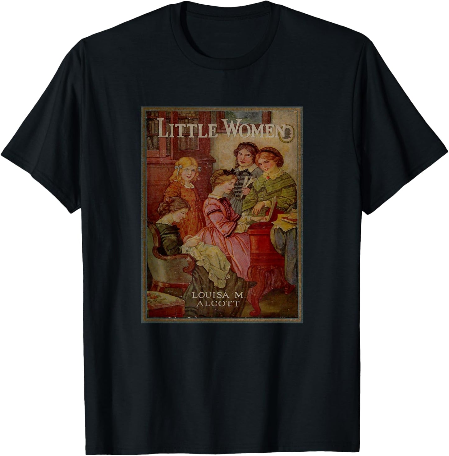 Louisa May Alcott Coming of Age Novel Little Women Book Cover , Small, Black T-Shirt - T-Shirt | Black
