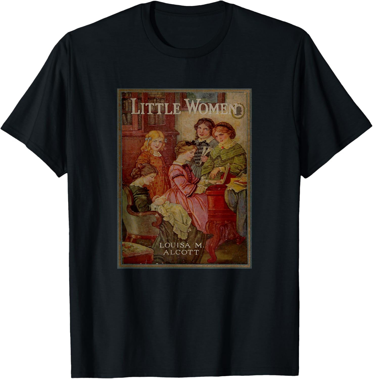 Louisa May Alcott Coming of Age Novel Little Women Book Cover , Small, Black T-Shirt - T-Shirt | Black