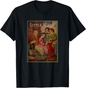 Louisa May Alcott Coming of Age Novel Little Women Book Cover , Small, Black T-Shirt - T-Shirt | Black