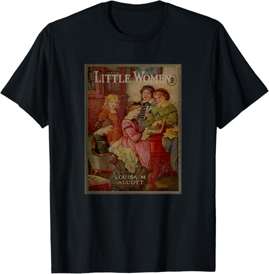 Louisa May Alcott Coming of Age Novel Little Women Book Cover , Small, Black T-Shirt - T-Shirt | Black