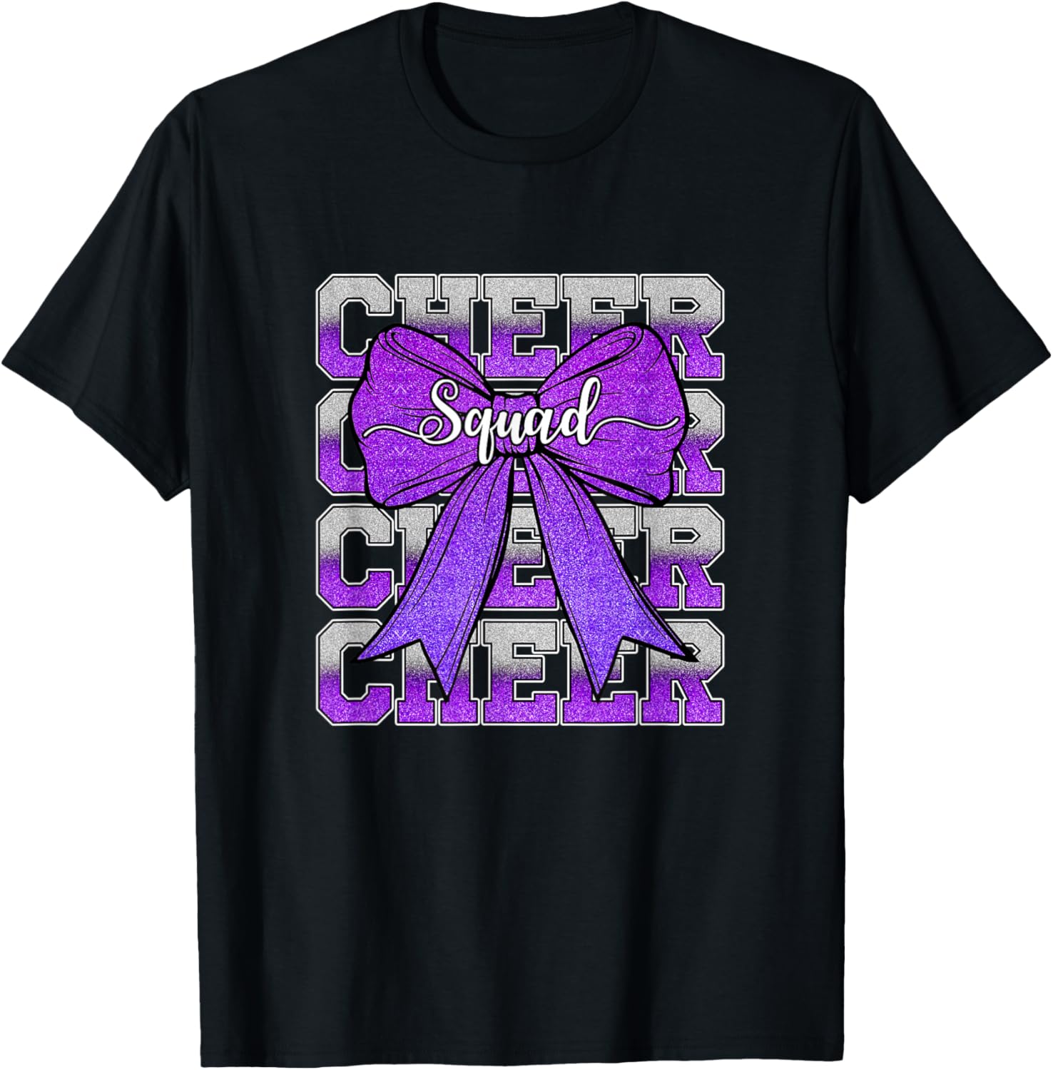 Cheer Squad Funny Cheerleader Cheerleading Coquette Purple T-Shirt - T-Shirt | Black