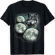 Three Moon Wolf | 3 Moons Howling At Space Wolf Magic Meme T-Shirt - T-Shirt | Black