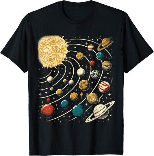 Solar System Planets Girls Boys Astronomy Space T-Shirt - T-Shirt | Black
