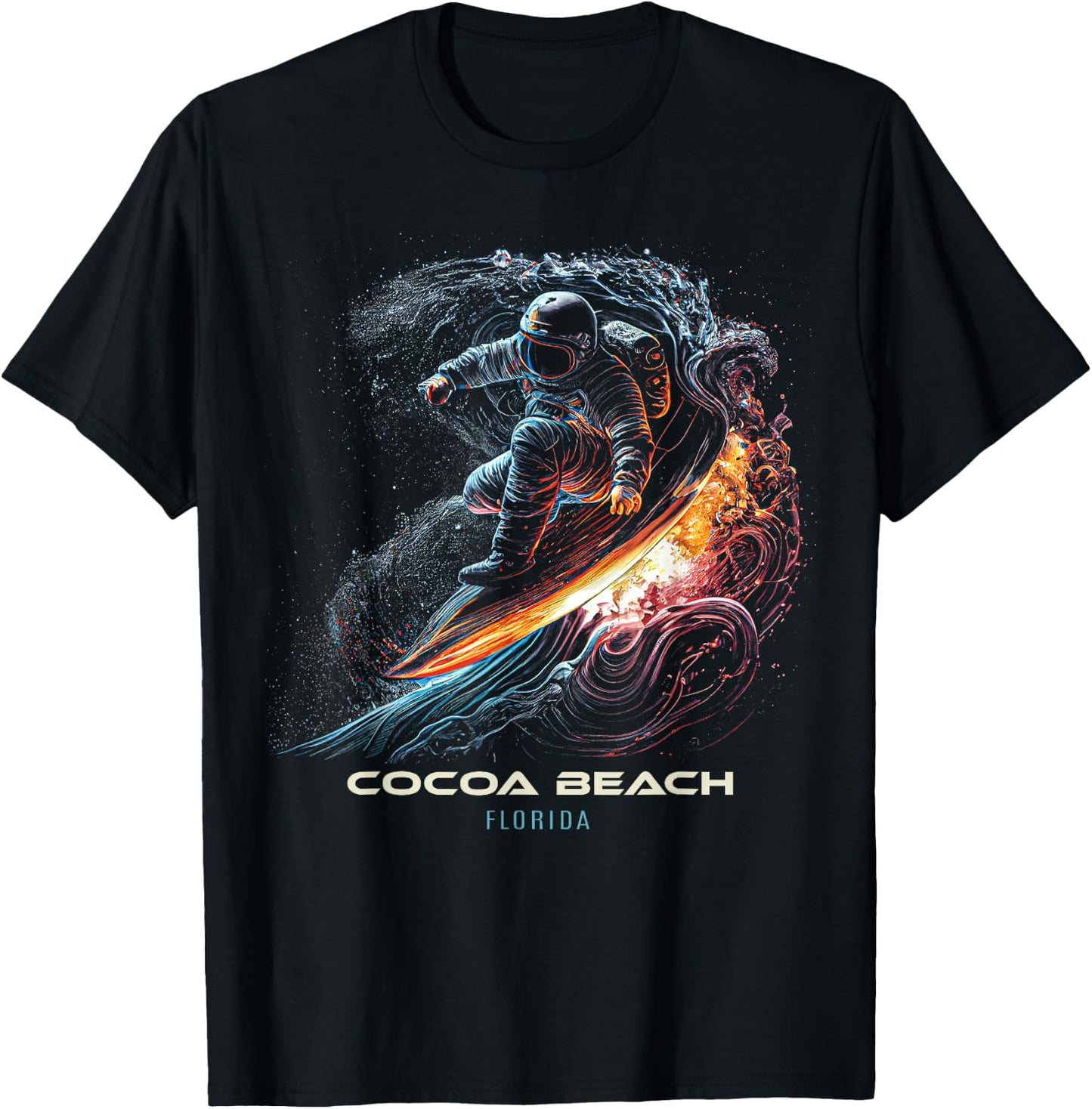Cocoa Beach Florida Surfing Surfboard T-Shirt - T-Shirt | Black