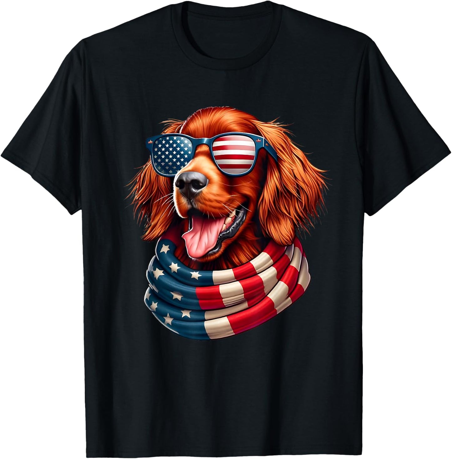 Irish Setter Dog Lover US Flag 4th Of July Patriotic T-Shirt - T-Shirt | Black