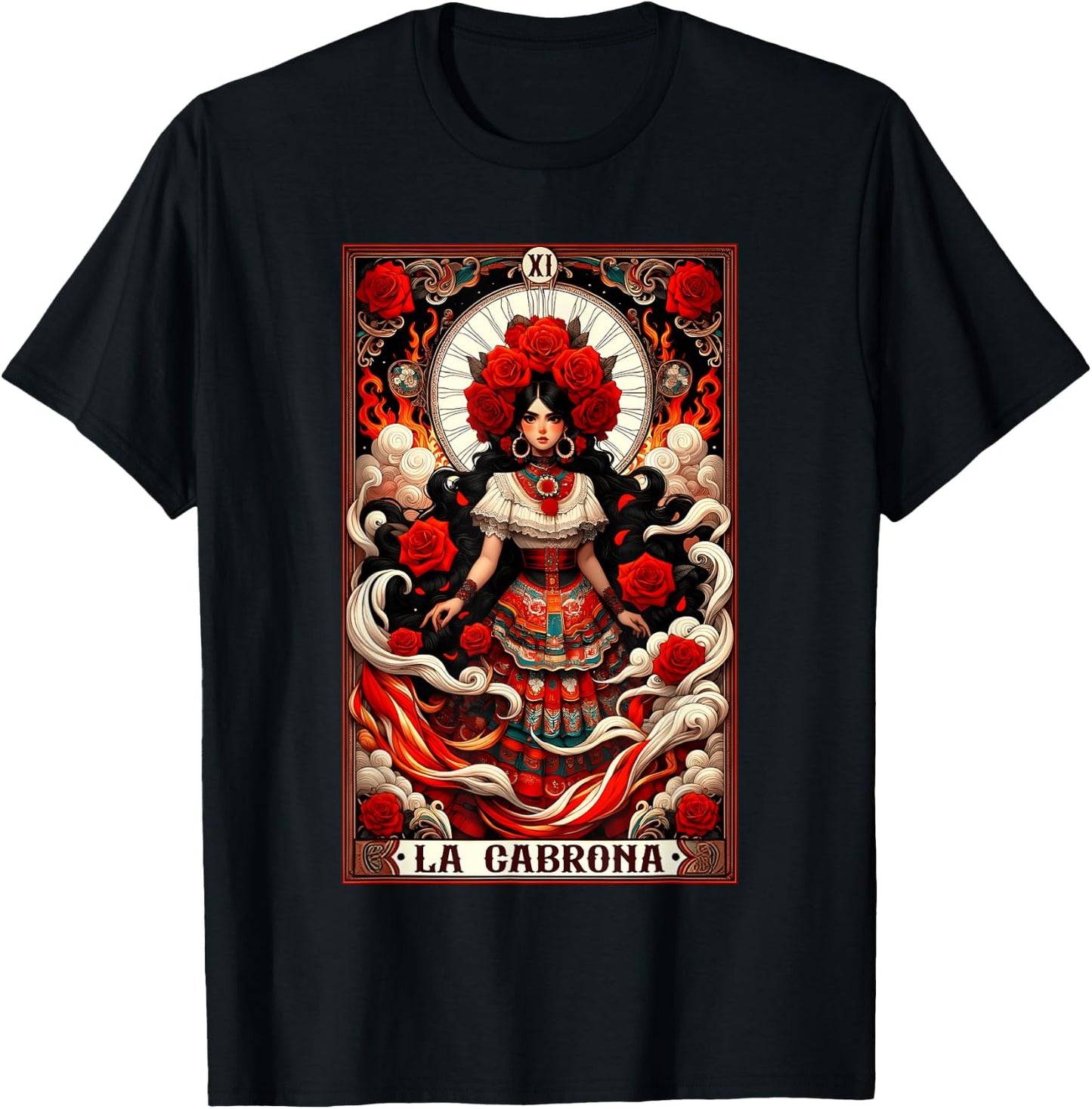 La Cabrona Latina Tarot Card Chicana Hispanic Heritage Month T-Shirt - T-Shirt | Black