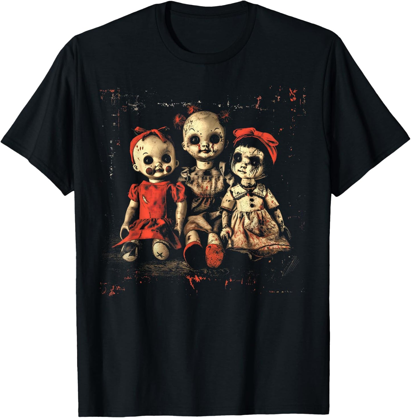 Scary Doll Horror Movie Creepy Haunted Toy Goth Alt Emo T-Shirt - T-Shirt | Black