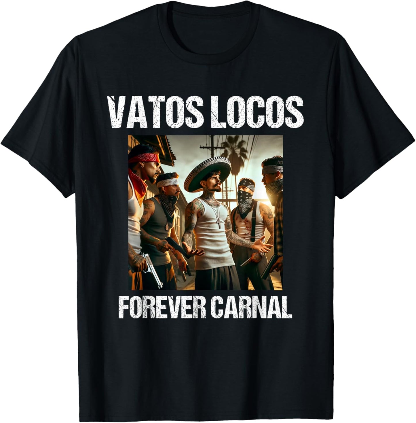Vatos Locos Forever Blood in Blood Chicano T-Shirt - T-Shirt | Black