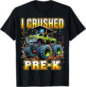 Graduation Pre-K Monster Truck Boys I Crushed Preschool Grad T-Shirt - T-Shirt | Black