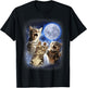 Three Cat Moon 3 Cat - Wolfs Cute Kitten Funny Cats Men Women Kids T-Shirt - T-Shirt | Black