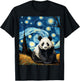 Panda Starry Night Men Kids Kawaii Van Gogh Graphic Apparel T-Shirt - T-Shirt | Black