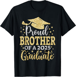 Brother Senior 2025 Proud Brother Of A Class Of 2025Graduate T-Shirt - T-Shirt | Black