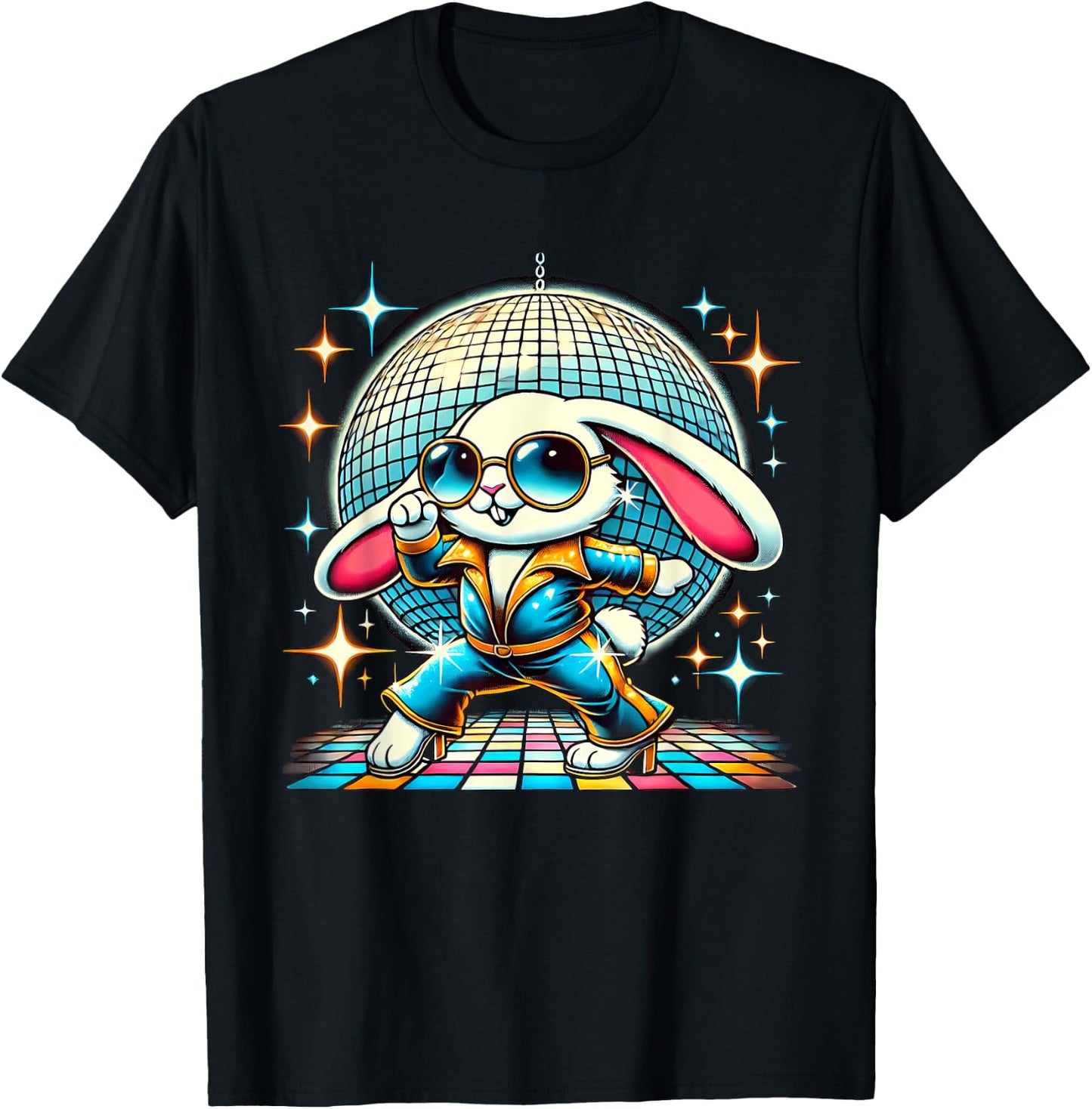 Aesthetic Bunny Disco T-Shirt - T-Shirt | Black