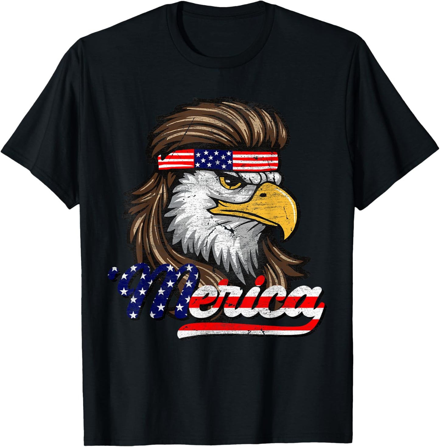 4th Of July Merica USA Flag Eagle Patriotic Men Women Kids T-Shirt - T-Shirt | Black