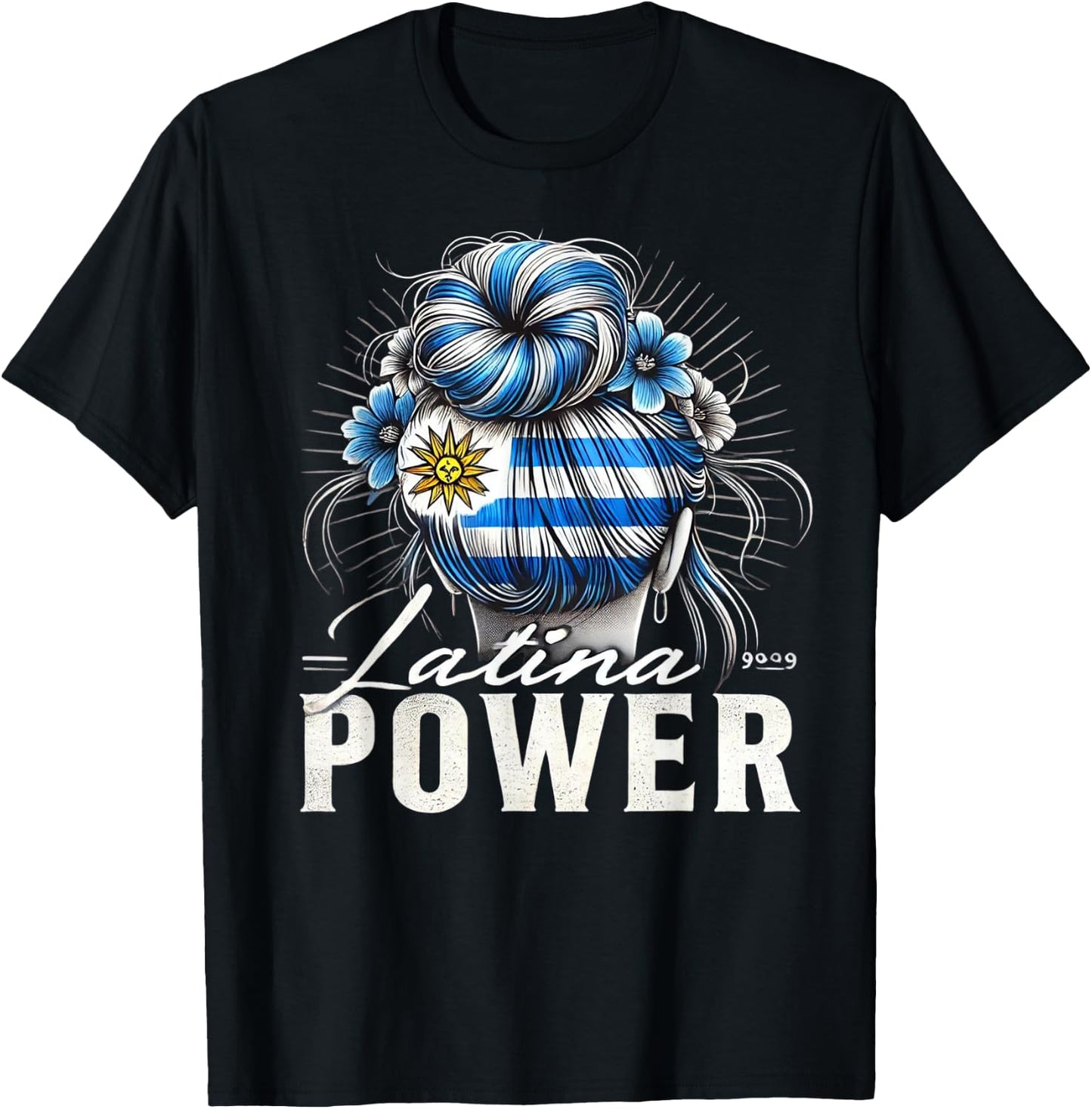 Hispanic Heritage Month Latina Power Uruguay Flag Women T-Shirt - T-Shirt | Black