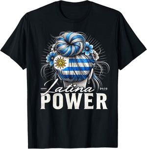 Hispanic Heritage Month Latina Power Uruguay Flag Women T-Shirt - T-Shirt | Black