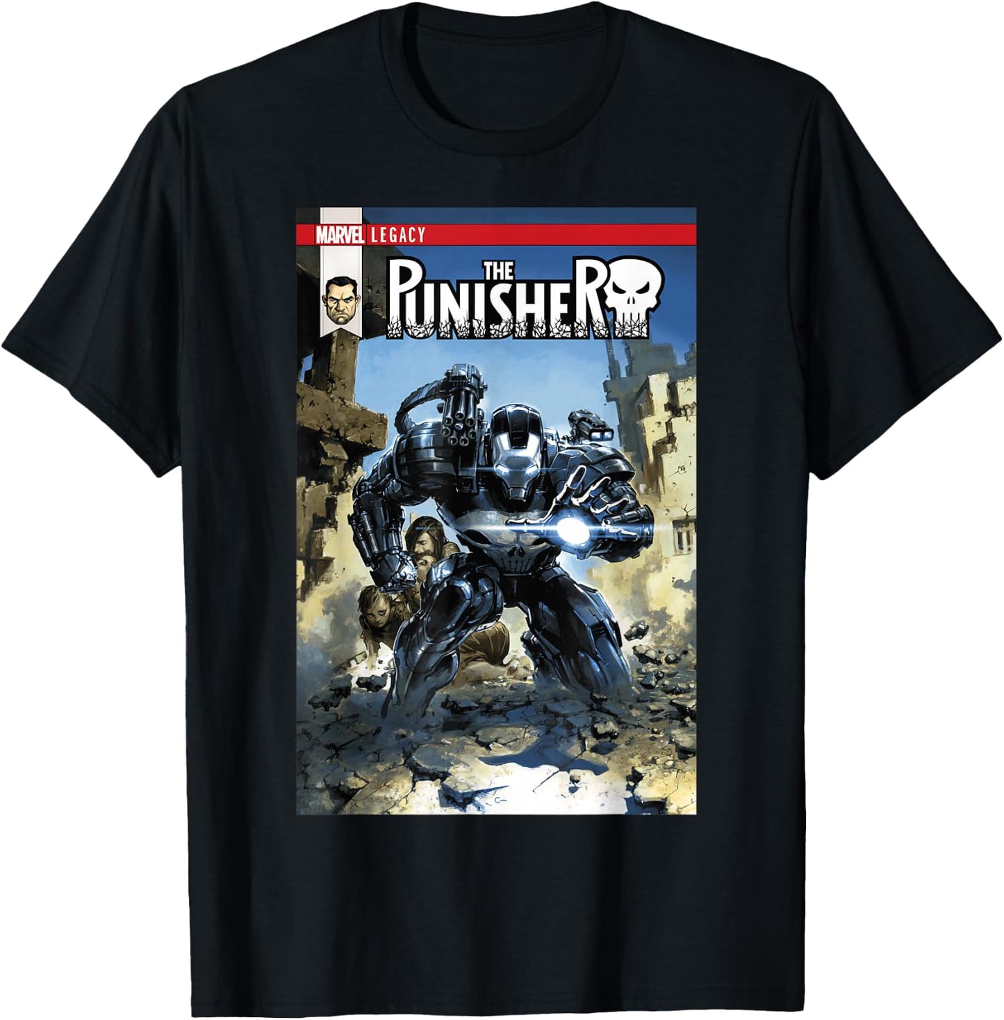 Marvel The Punisher and War Machine Become One Cover T-Shirt - T-Shirt | Black