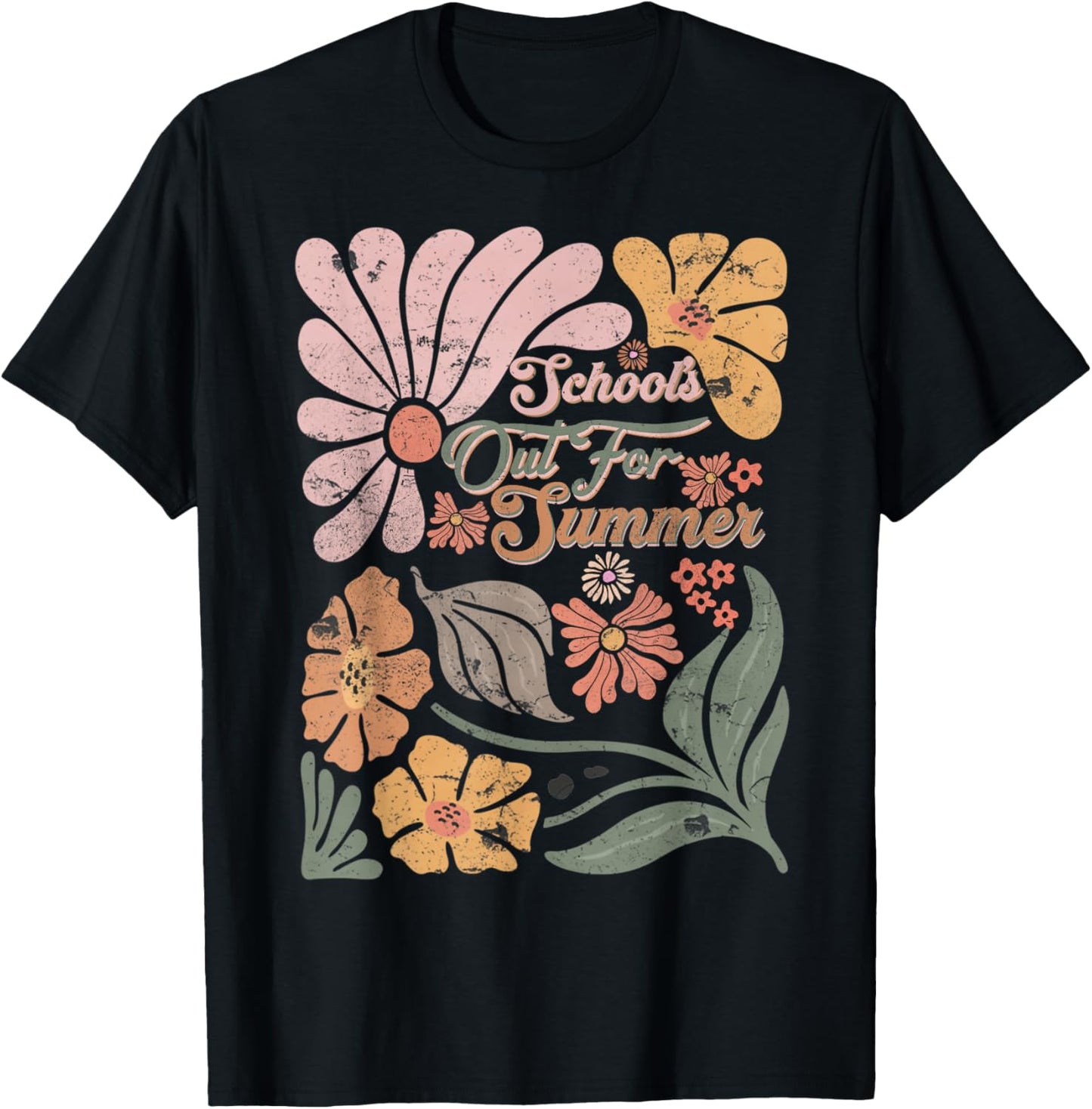 Boho Retro Teacher School's Out For Summer Men Women Kids T-Shirt - T-Shirt | Black