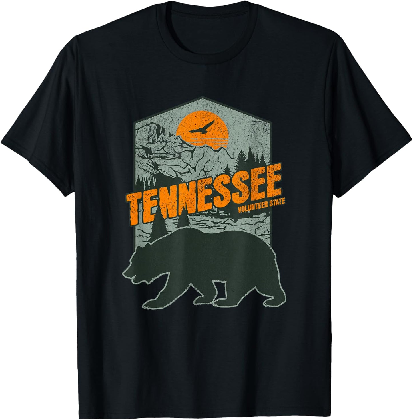 Vintage Tennessee Volunteer State, Smoky Mountains, Bear T-Shirt - T-Shirt | Black