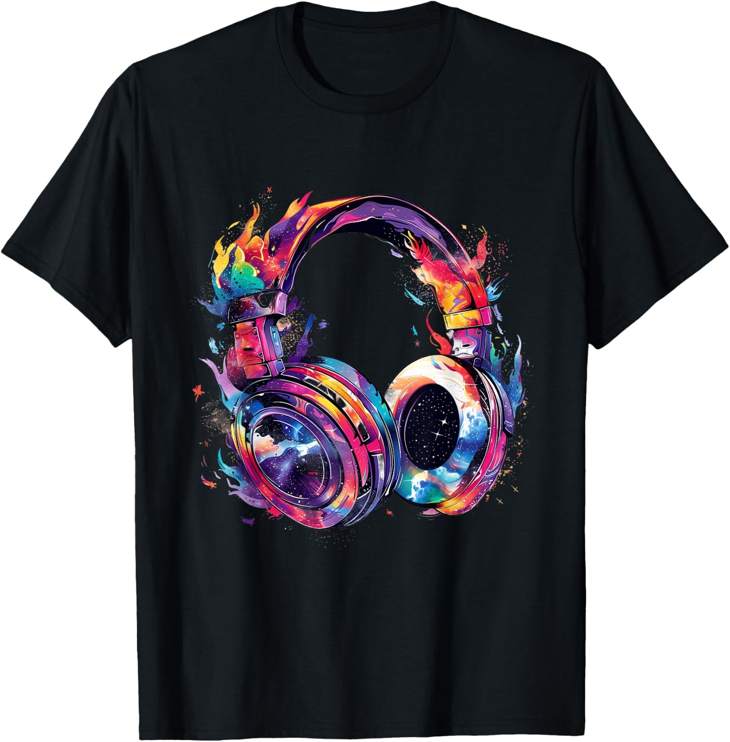 Headphones Music DJ Beatmaker Artwork Splash Dance Music T-Shirt - T-Shirt | Black
