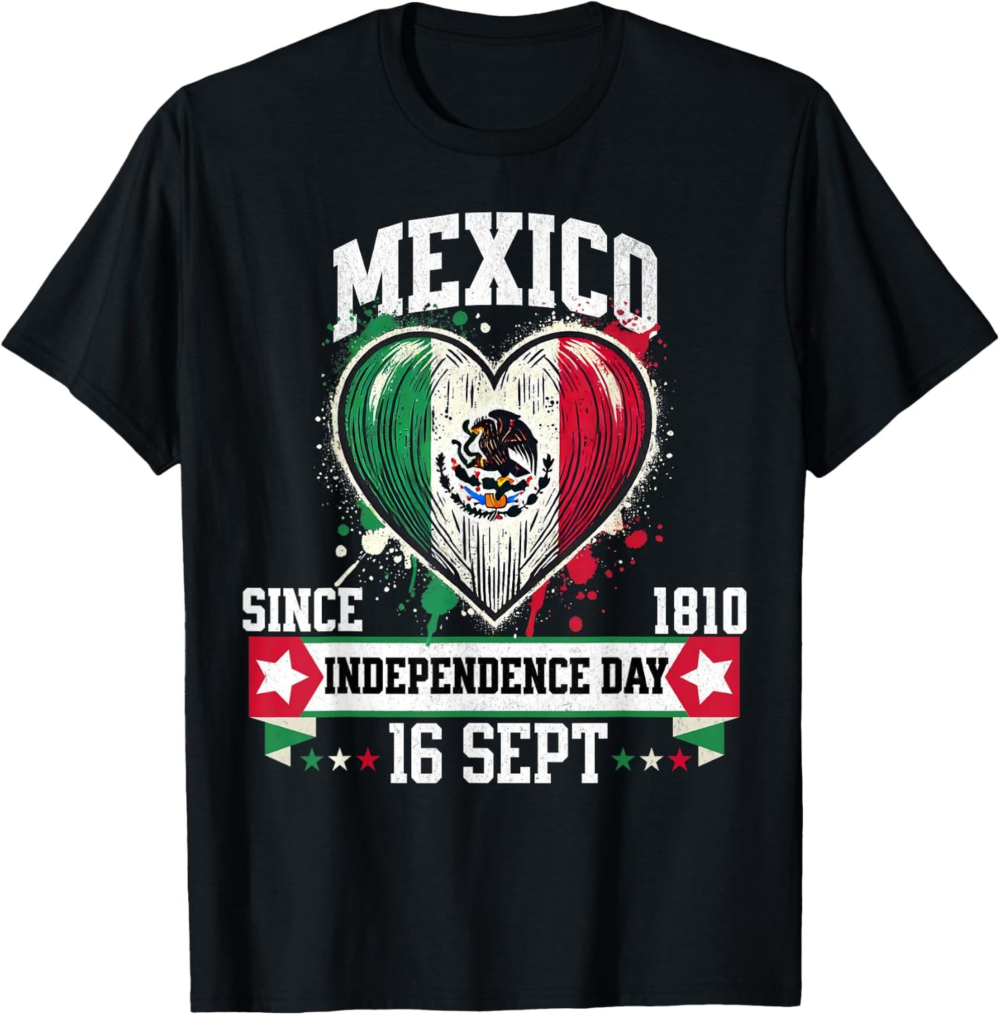 Mexico Flag Vintage Mexican Men Women Patriotic Mexican Flag T-Shirt - T-Shirt | Black