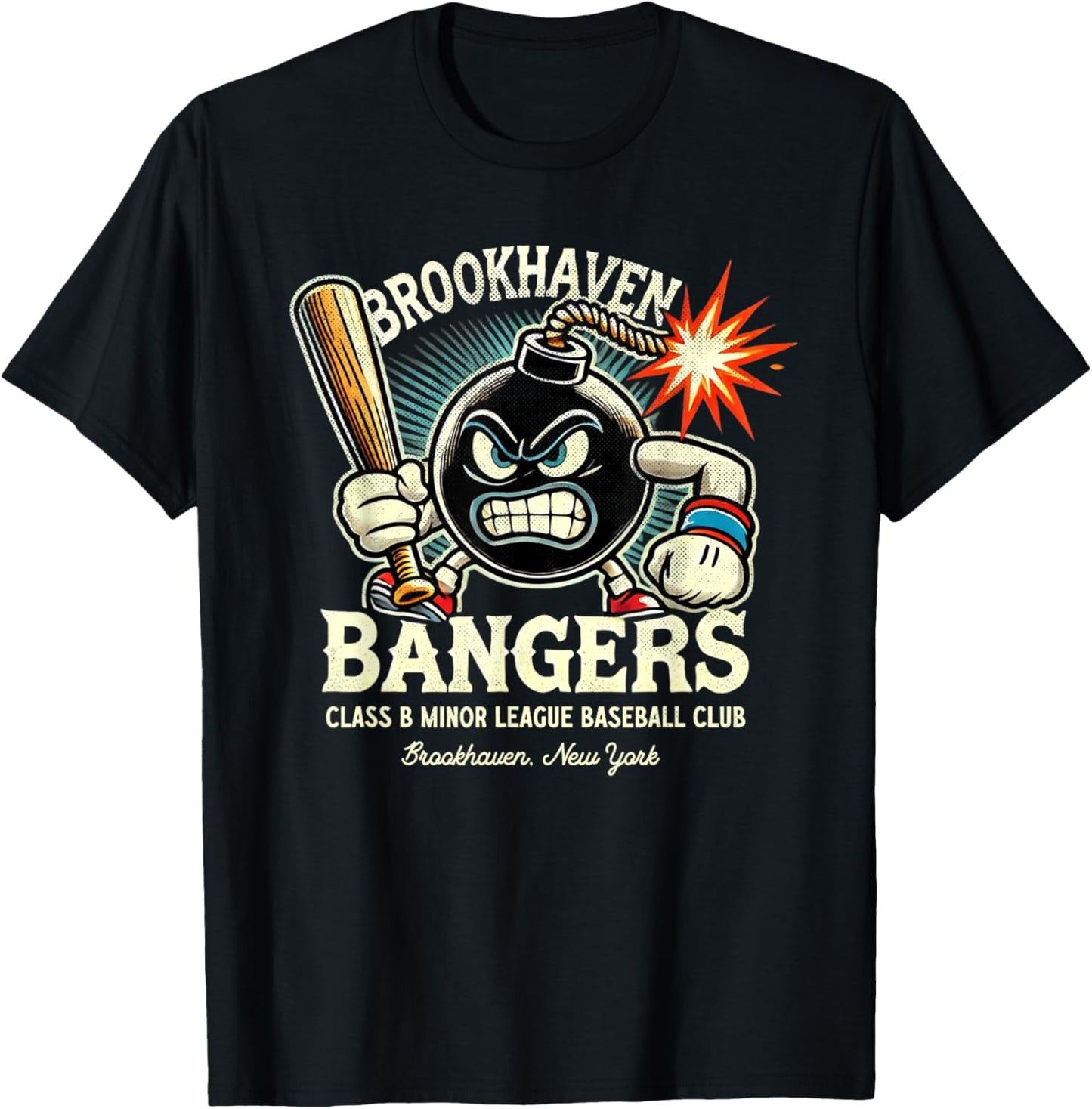 Retro Minor League Baseball Team Brookhaven Bangers T-Shirt - T-Shirt | Black