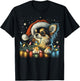 Long haired Chihuahua Chew Christmas Light Cord Xmas Funny T-Shirt - T-Shirt | Black