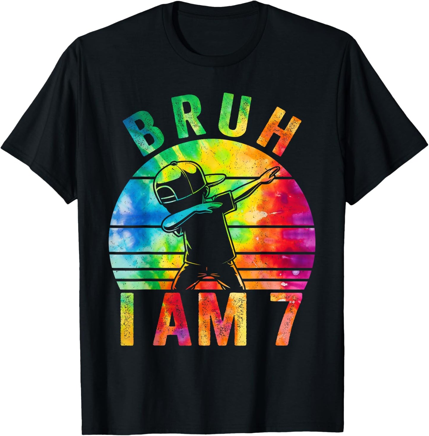 7 Year Birthday Tie Dye Dabbing Boy Bruh Its My 7th Birthday T-Shirt - T-Shirt | Black