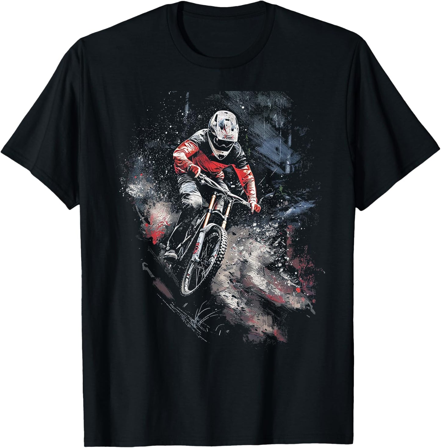 Mountain Biking Watercolor T-Shirt - T-Shirt | Black