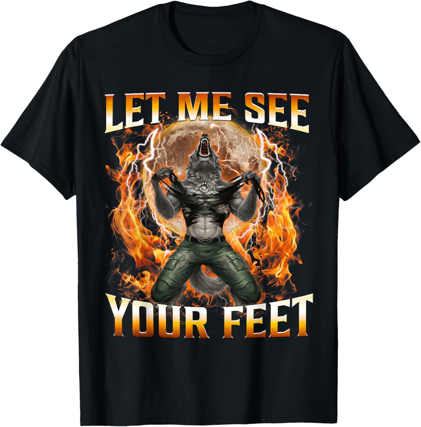 Let Me See Your Feet Funny Offensive Wolf Meme Women T-Shirt - T-Shirt | Black