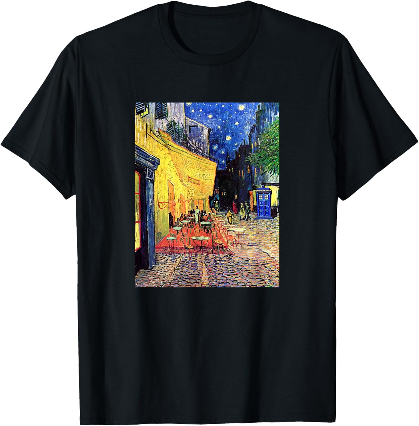 Cafe Terrace at Night Doctor Visit T-Shirt - T-Shirt | Black