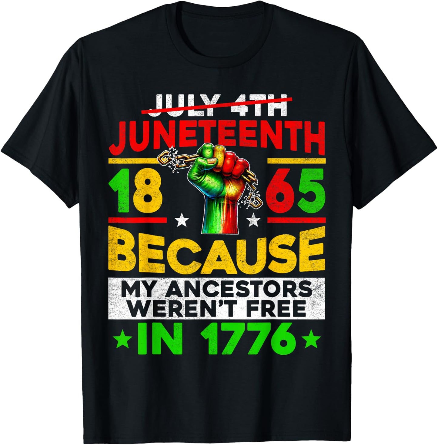 Juneteenth 1865 Because My Ancestors Werent Free Men Women T-Shirt - T-Shirt | Black